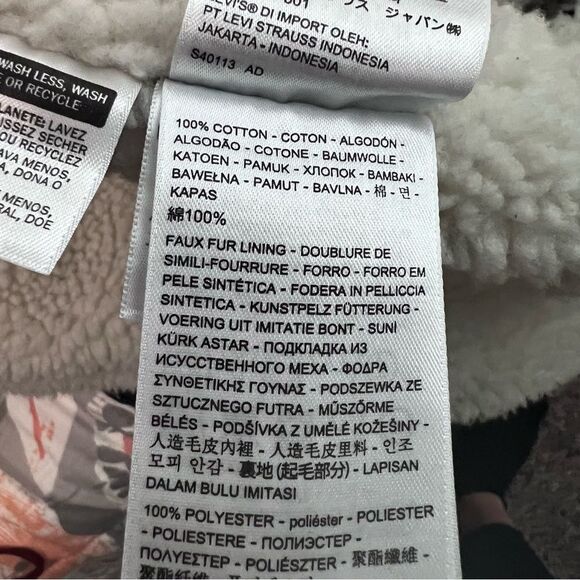 Levi's Dark Denim Sherpa Lined Trucker Jacket Size M - Picture 9 of 9